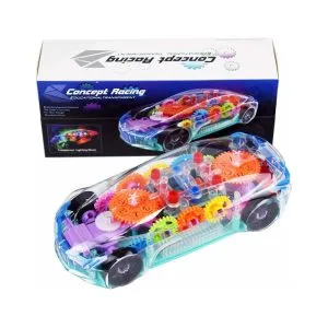 Rotating Concept Racing Car with 3D Lights And Music for Kids -Transparent - kidora kids