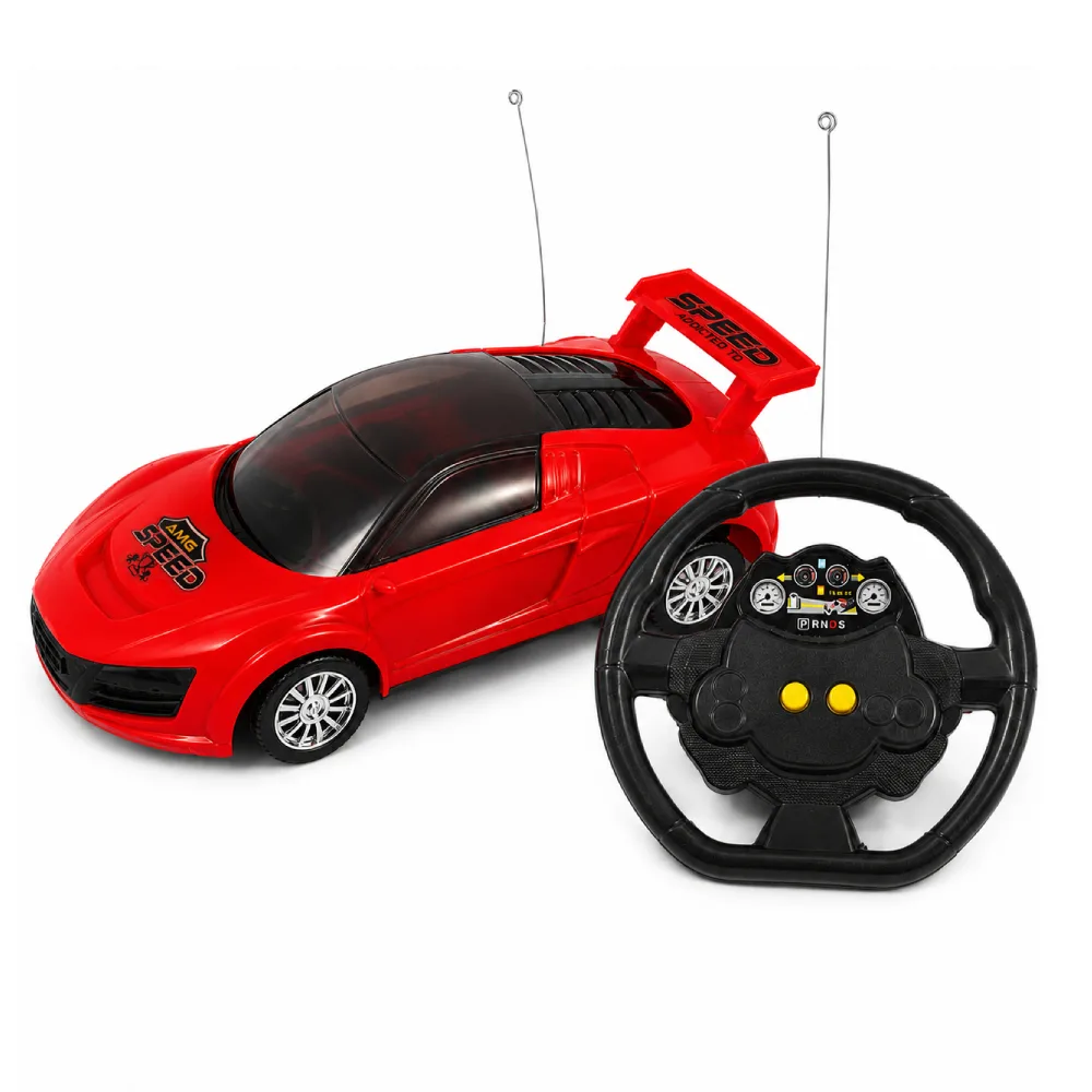 Remote Control Car Toy With Steering Wheel Controller Red - Kidora Kids