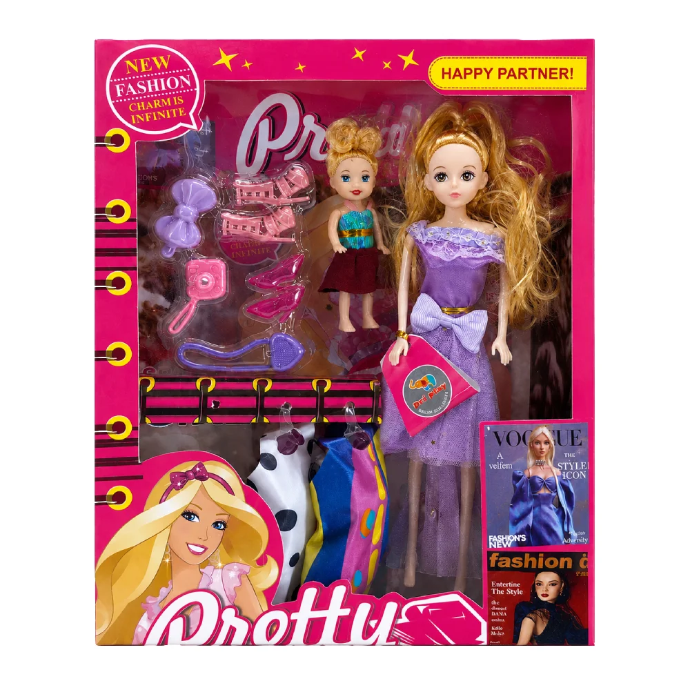 Fashion Doll Set for Girls with Accessories and Mini Doll